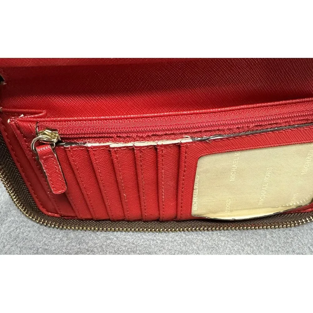 Michael Kors Women's Wristlet Jet Set Travel Smartphone Brown Red 32S7GTTE2B